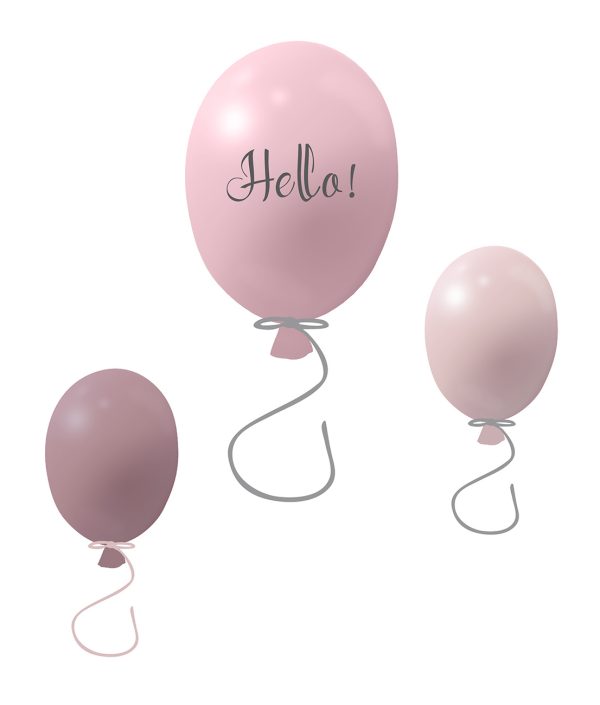Vægklistermærke partyballoner 3-pak, rose