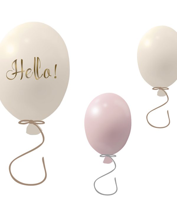 Vægklistermærke festballoner 3-pak, rose cream