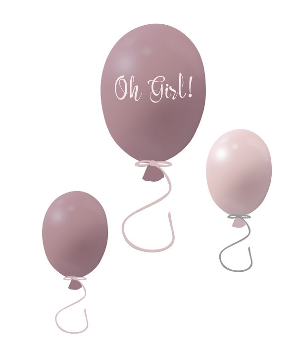Vægklistermærke partyballoner 3-pak, dusty pink