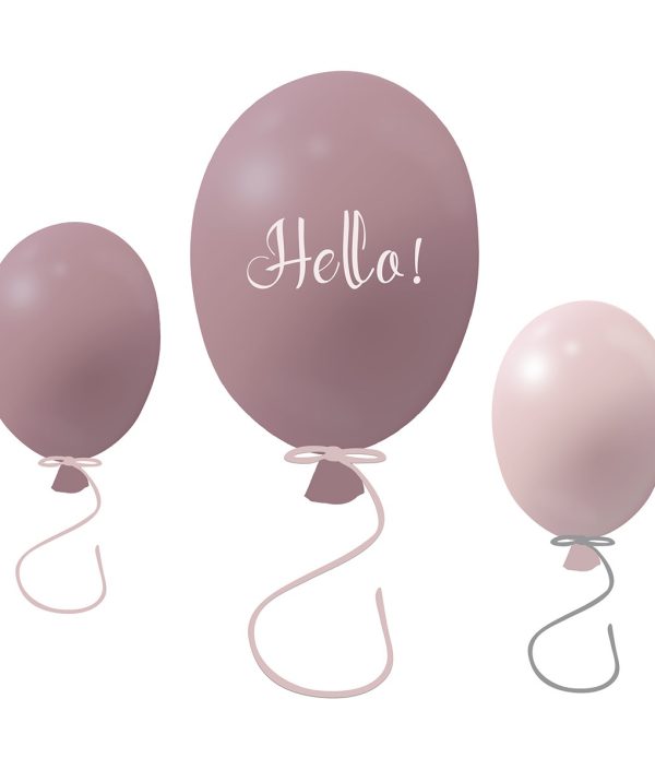 Vægklistermærke partyballoner 3-pak, dusty pink