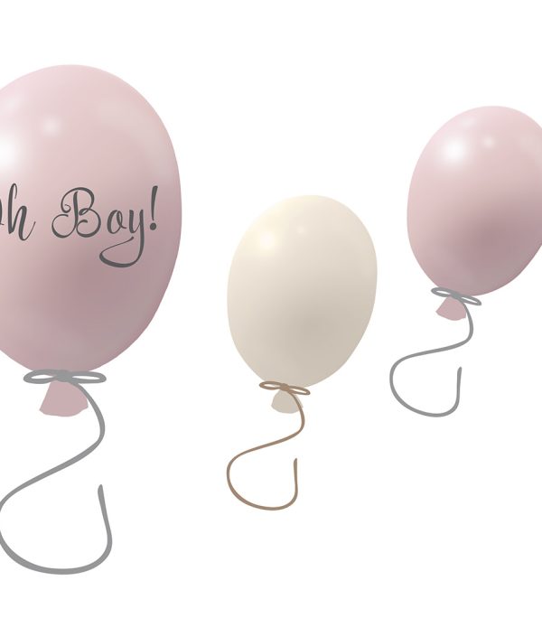 Vægklistermærke partyballoner 3-pak, powder rose
