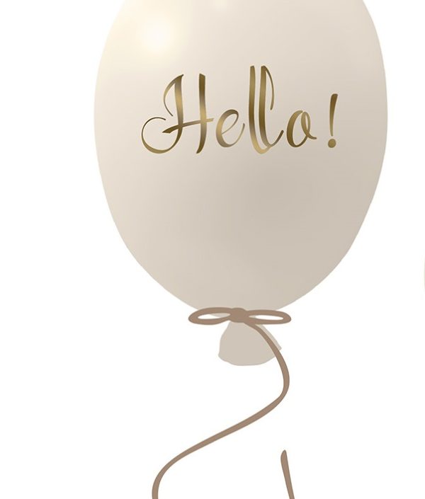Vægklistermærke festballon Hello, creme