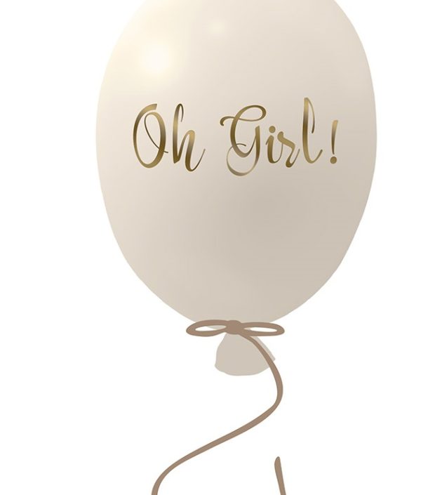 Væg klistermærke partyballon Oh girl, cream