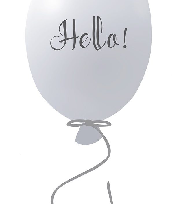 Vægklistermærke festballon Hello, grå