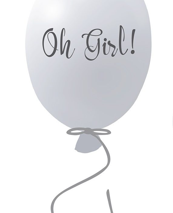 Vægklistermærke partyballon Oh girl, grey