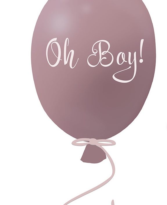 Vægklistermærke partyballon Oh boy, dusty pink