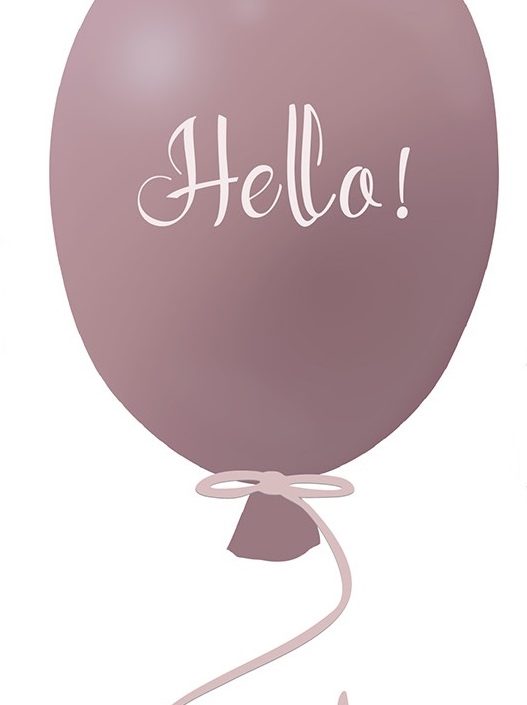 Vægklistermærke partyballon Hello, dusty pink