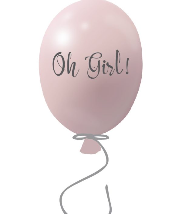 Vægklistermærke festballon Oh girl, powder rose