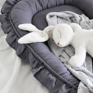 Cotton & Sweets, grafit babynest i 100 % hør