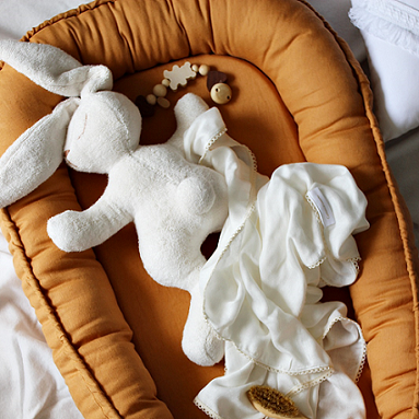 Cotton & Sweets, karamel klassisk babyrede i 100 % hør - Billede 2