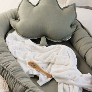 Cotton & Sweets, olivengrøn klassisk babynest i 100 % linned