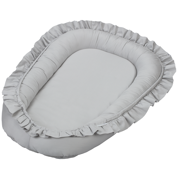 Cotton & Sweets, lysegrå babynest i satin