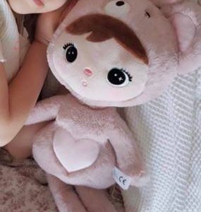 Rosa teddybjørn, stor dukke med navn