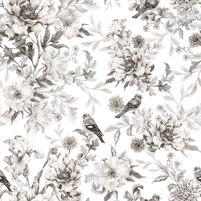 Dekornik, tapet Monochrome Flowers