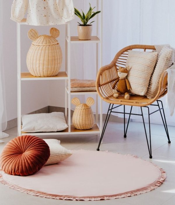 Babylove, rund legemåtte med flæser 120 cm, rosa