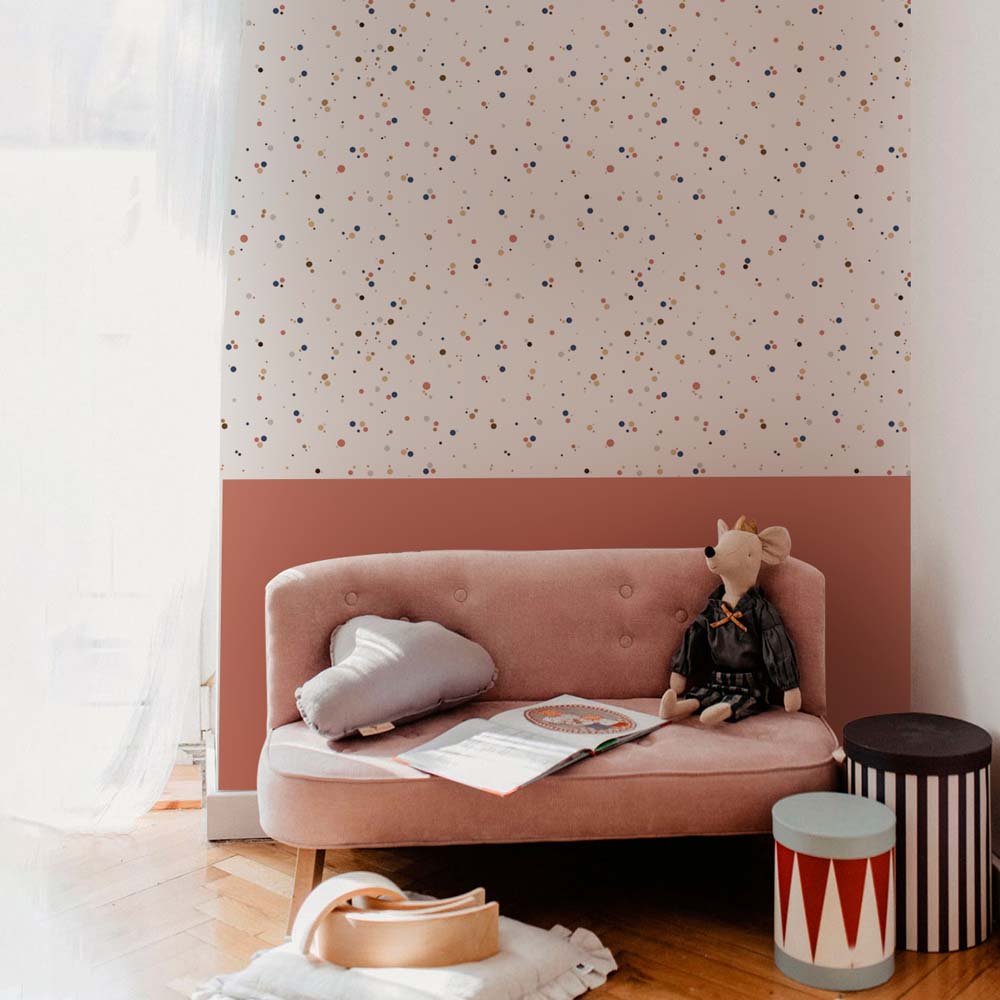 Dekornik, tapet Dots Minimini Cinnamon Blue - Billede 3