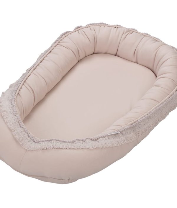 Cotton & Sweets, pudderrosa boho babynest i bomuld