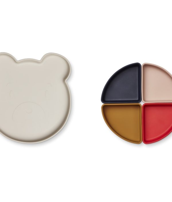 Liewood, Arne silikonetallerken med rum, Mr Bear sandy multi mix