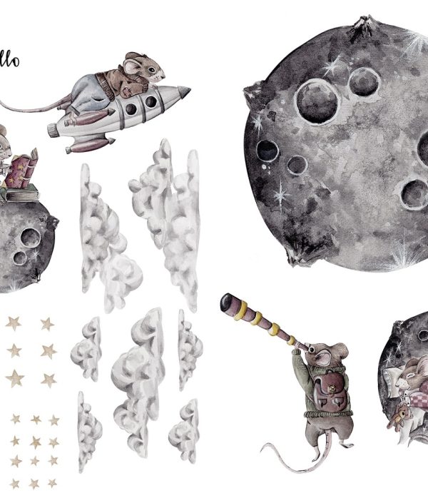 Dekorillo, vægklistermærke Cosmic Little Mouse