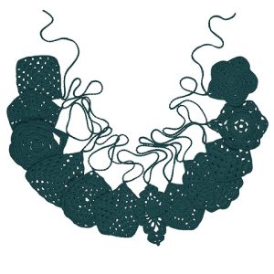 Numero 74, hæklet vimpel til børneværelset, Teal blue