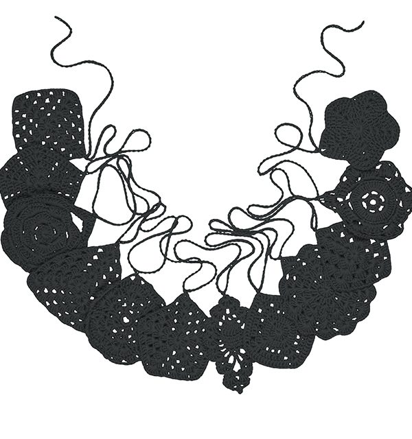 Numero 74, hæklet vimpel til børneværelset, Dark grey