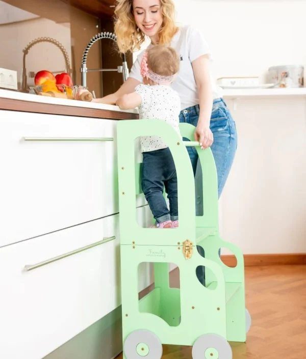 Byggbar køkkenskammel bil, mint