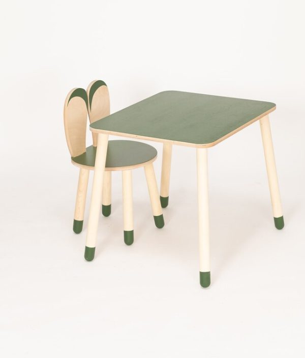 Møbelsæt kaninestol med bord, khaki