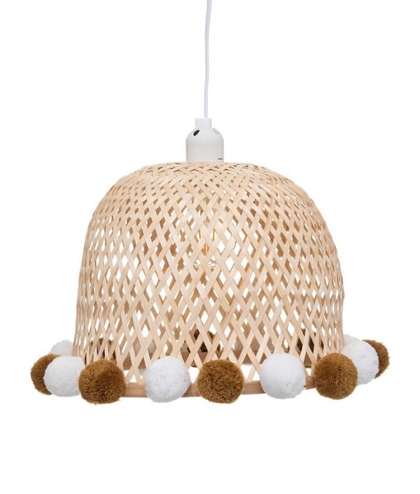 Bambu loftlampe med pompom
