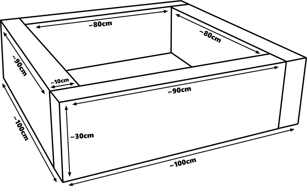 Rektangulært grå/hvid boldbassin 80x80x30 cm (valgfri boldfarve) - Billede 8