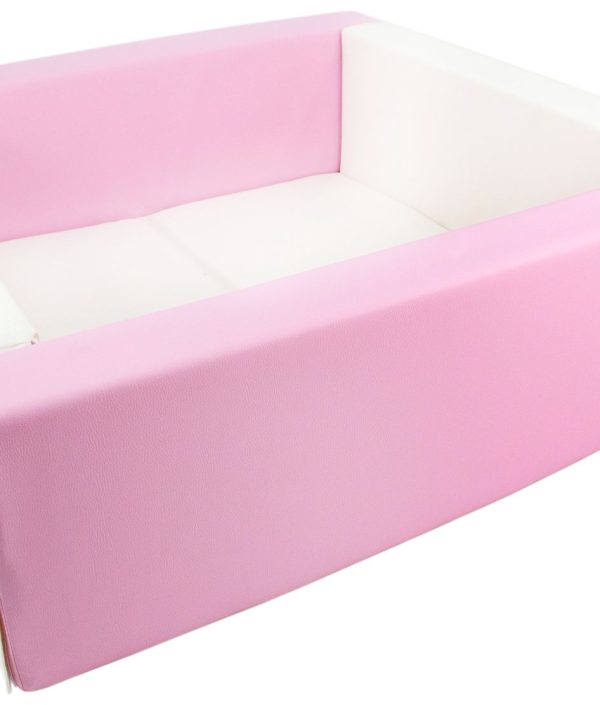 Rektangulært pink/hvid boldbassin 80x80x30 cm (valgfri boldfarve)