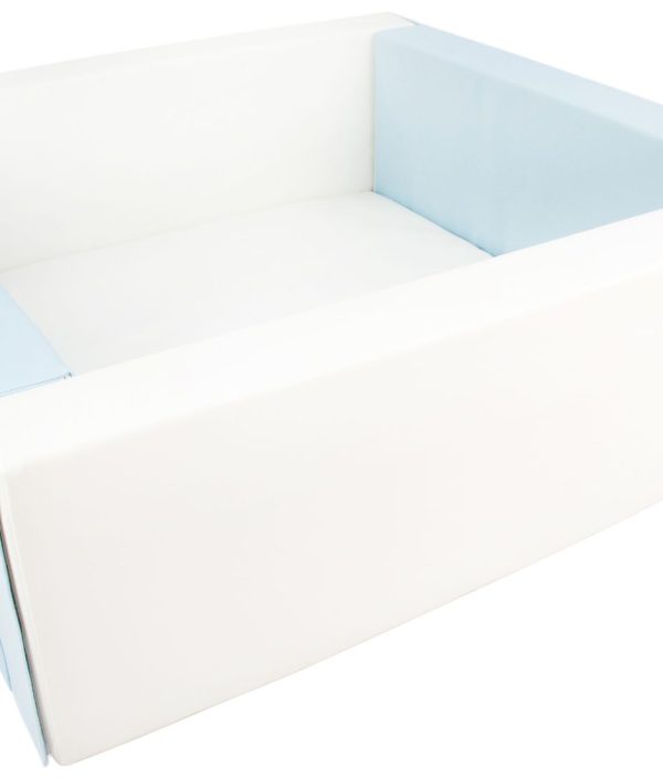Rektangulært blå/hvid boldbassin 80x80x30 cm (valgfri boldfarve)