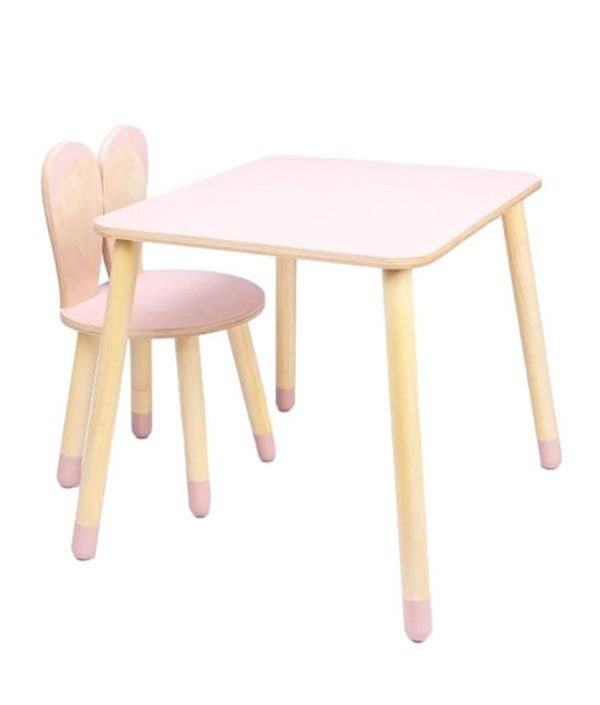 Møbelsæt kaninestol med bord, pink