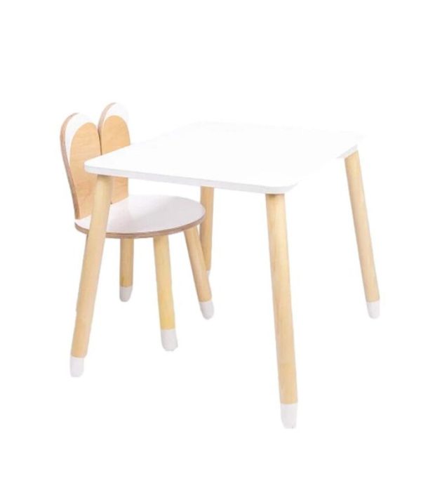 Møbelsæt kaninestol med bord, hvid