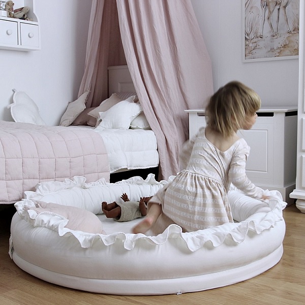 Pudderrosa sengehimmel af linned til børneværelset med lyskæde, Cotton & Sweets - Billede 6