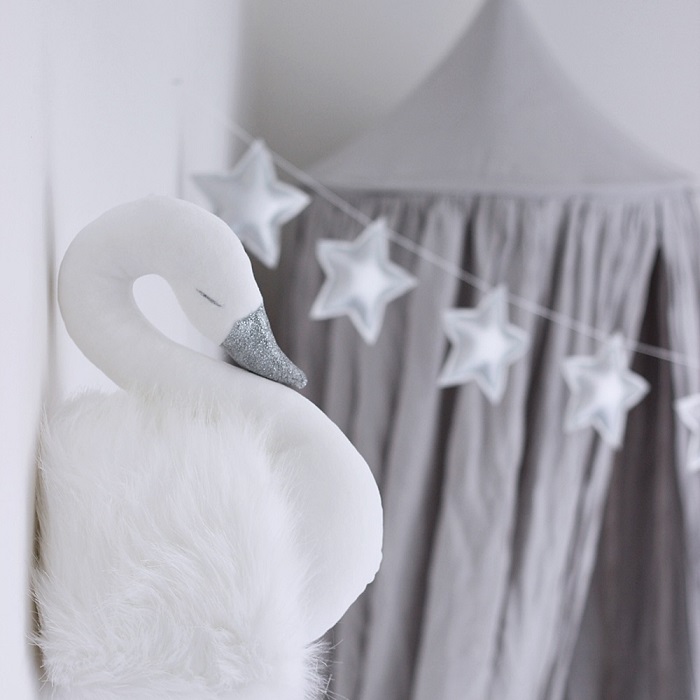 Grå sengehimmel af linned til børneværelset med lyskæde, Cotton&Sweets - Billede 9