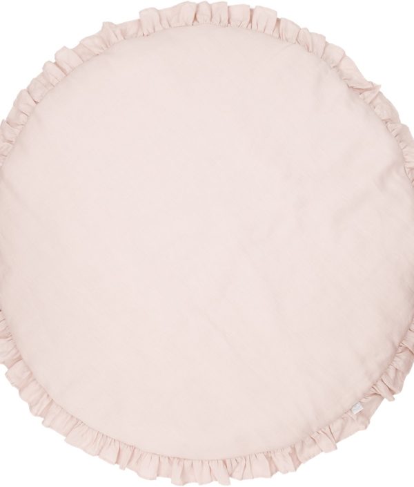 Pudderrosa legemåtte DeLuxe af linned med volant, Cotton & Sweets