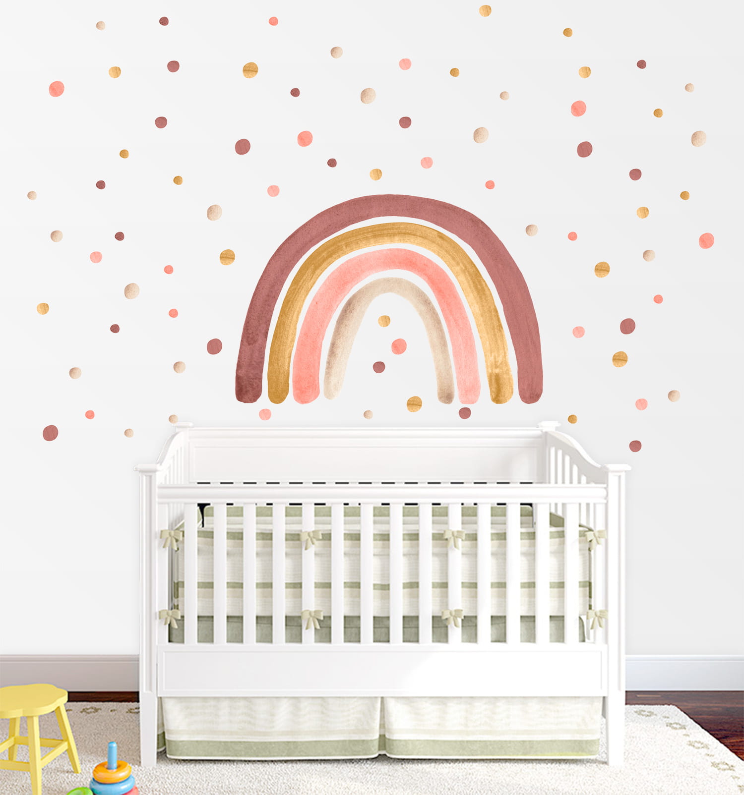 Babylove, vægklistermærke regnbue med prikker, dusty pink - Billede 2