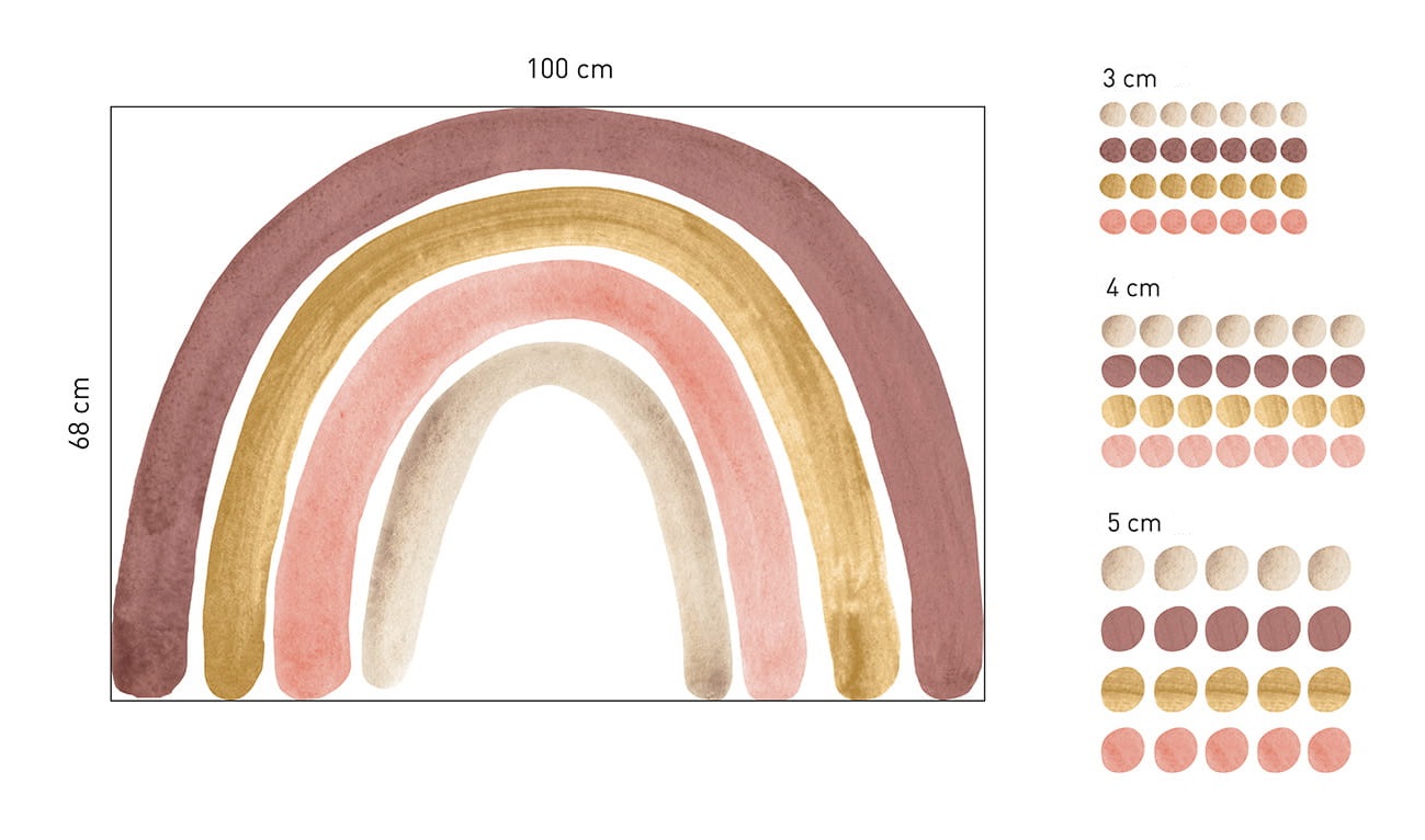 Babylove, vægklistermærke regnbue med prikker, dusty pink - Billede 4
