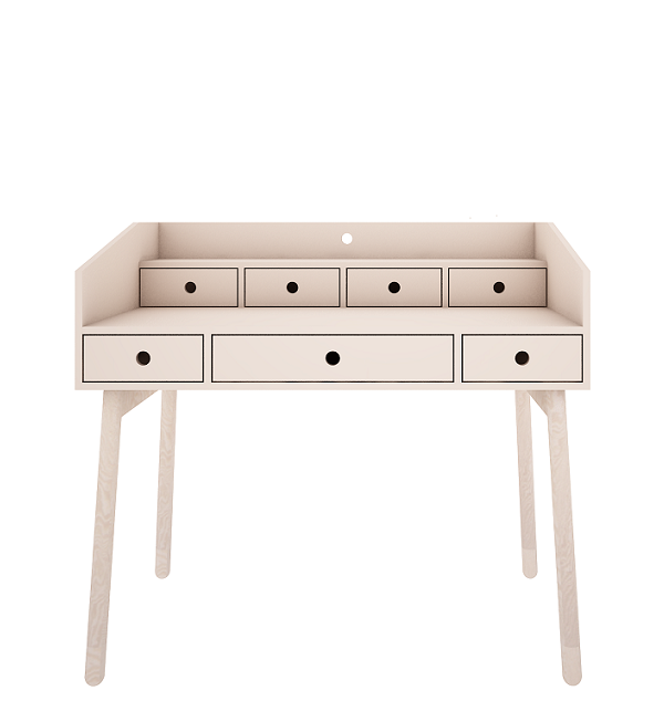 Woodluck, sandbeige skrivebord med skuffer, River