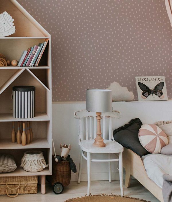 Dekornik, tapet Irregular Dots Powder Pink Cappuccino