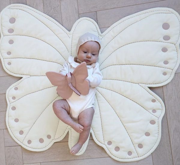 Cam Cam, legemåtte i bomuld Butterfly, Off white