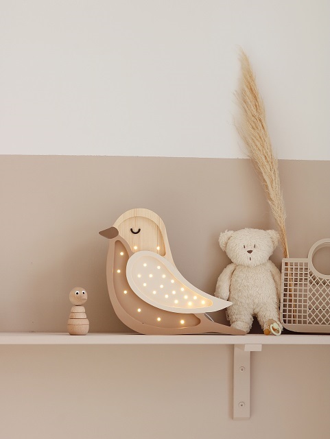 Little Lights, Natlampe til børneværelset, Stor fugl Coffee wood - Billede 3