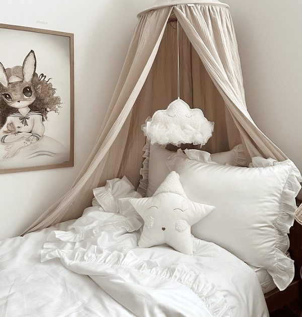 Stor maxi beige sengehimmel i muslinbomuld, Cotton & Sweets
