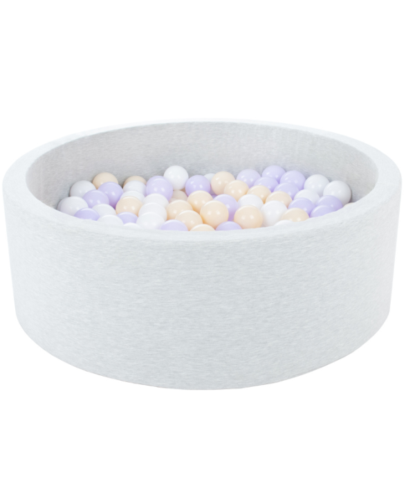 Lysegrå boldbassin BASIC, 90x30 med bolde (hvid, beige, lilac)
