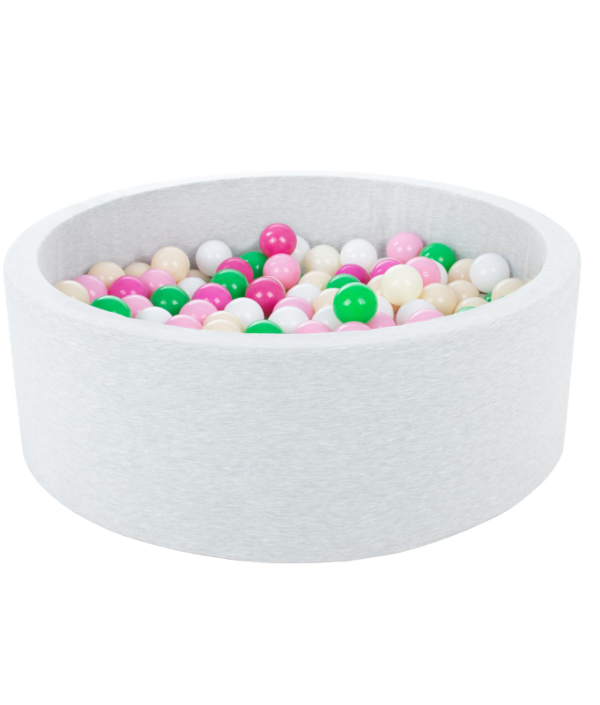 Lysegrå boldbassin BASIC, 90x30 med bolde (hvid, grøn, light pink, pink, beige)