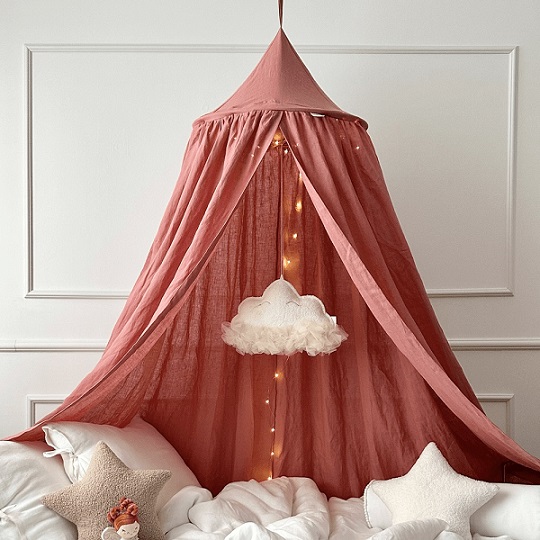 Stor maxi marsala sængehimmel i lærred, Cotton & Sweets - Billede 3