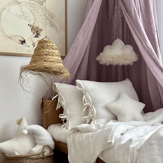 Stor maxi mauve sengehimmel i linned, Cotton & Sweets - Billede 4