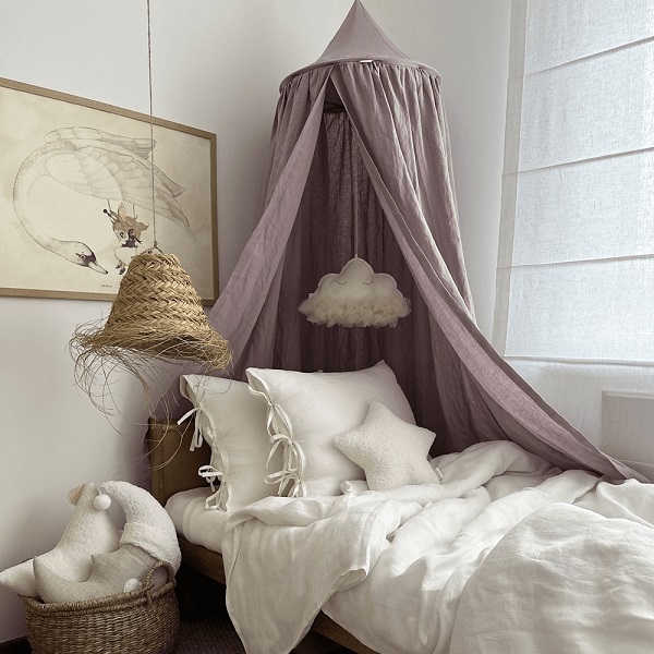 Stor maxi mauve sengehimmel i linned, Cotton & Sweets - Billede 3