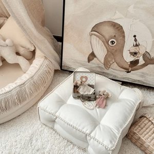 Cotton&Sweets, siddepuf boho, hvid