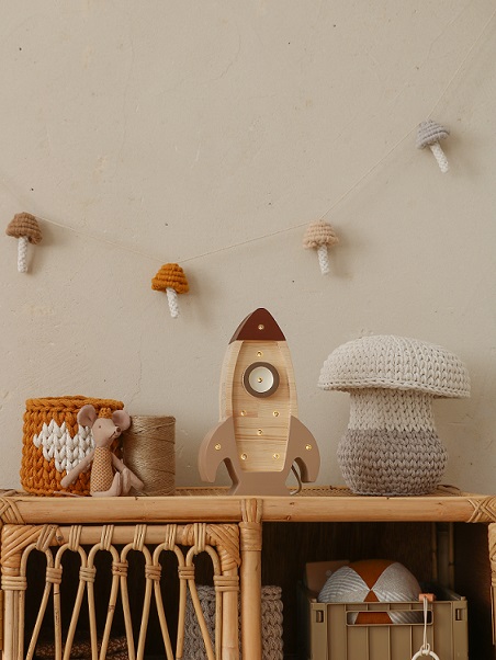 Little Lights, Natlampe til børneværelset, Rumraket mini Cappuccino - Billede 7